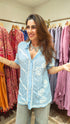 Blue Hand Embroidered Lucknowi Shirt