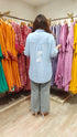 Blue Hand Embroidered Lucknowi Shirt