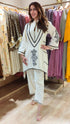 Off White Zipper Kurta Pant Set
