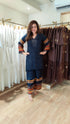 Navy Blue Mirror Work Floral Coord Set