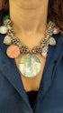 Handcrafted Oxidized Necklace with Printed Pendants