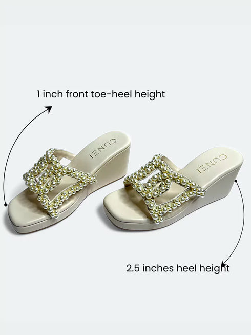 White Pearl Motif Wedges