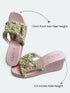 Salmon Pink Pearl Motif Wedges