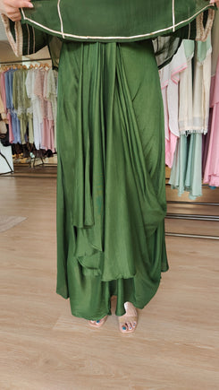 Olive Green Drape Skirt Set