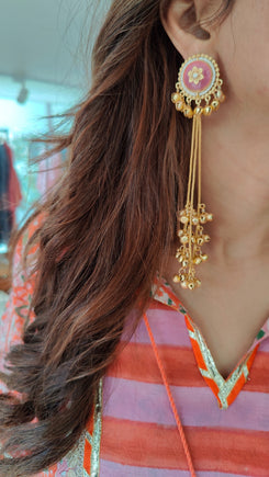 Orange Hand Block Kurta With Tulip Pants