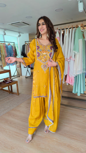 Shimmer Tissue Mustard Yellow Farshi Set