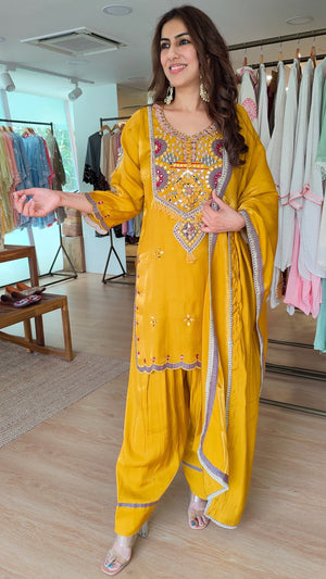 Shimmer Tissue Mustard Yellow Farshi Set