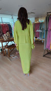 Hand Embroidered Lime Green Kaftan With Dhoti Skirt