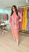Orange Hand Block Kurta With Tulip Pants