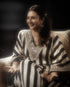 (Divyanka Tripathi) Gold Black Striped Kaftan Set