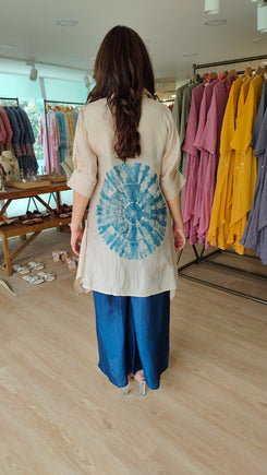 Blue Tie Dye Hand-Embroidered Coord Set