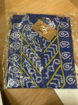 Blue Yellow Bandhini Shirt
