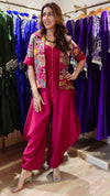 Printed Maroon Jumpsuit with Jacket