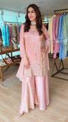 Peach Shimmer Tissue Sharara Set