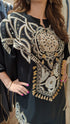 Heavily Embroidered Black Kaftan with Pant