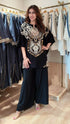 Heavily Embroidered Black Kaftan with Pant