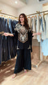 Heavily Embroidered Black Kaftan with Pant