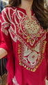 Heavily Embroidered Maroon Kaftan with Pant