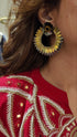 Golden Circle Flower Earrings