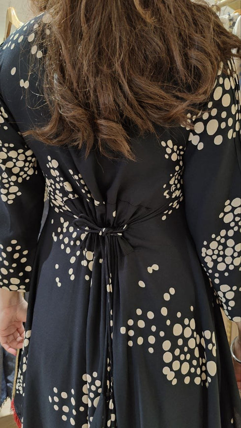 Black Dhoti Skirt Dress With Necklace