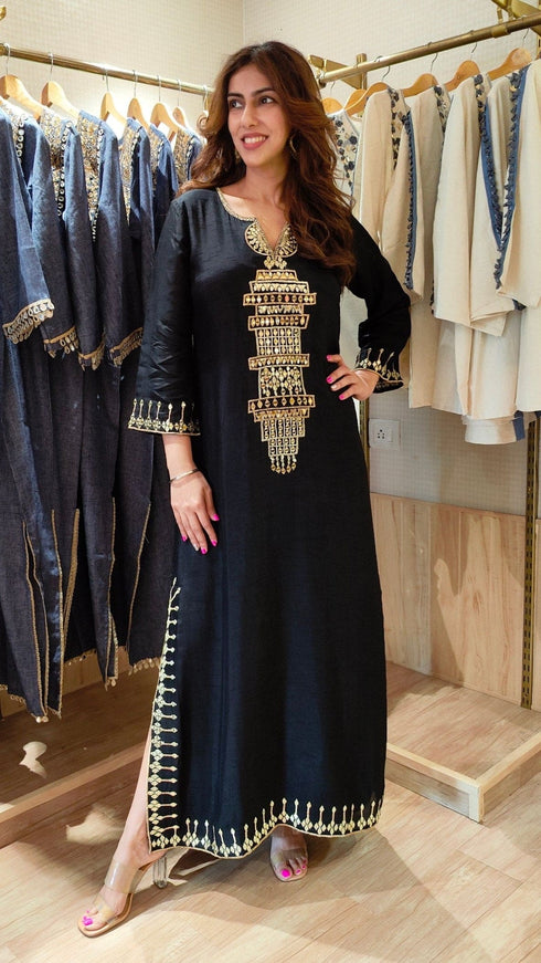 Party Black Kaftan Dress - Top