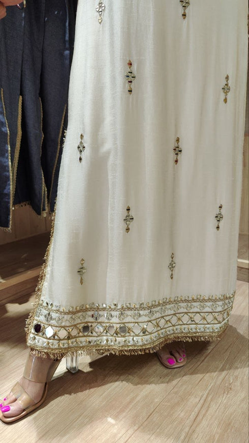 Embroidered Ivory White Kaftan Dress