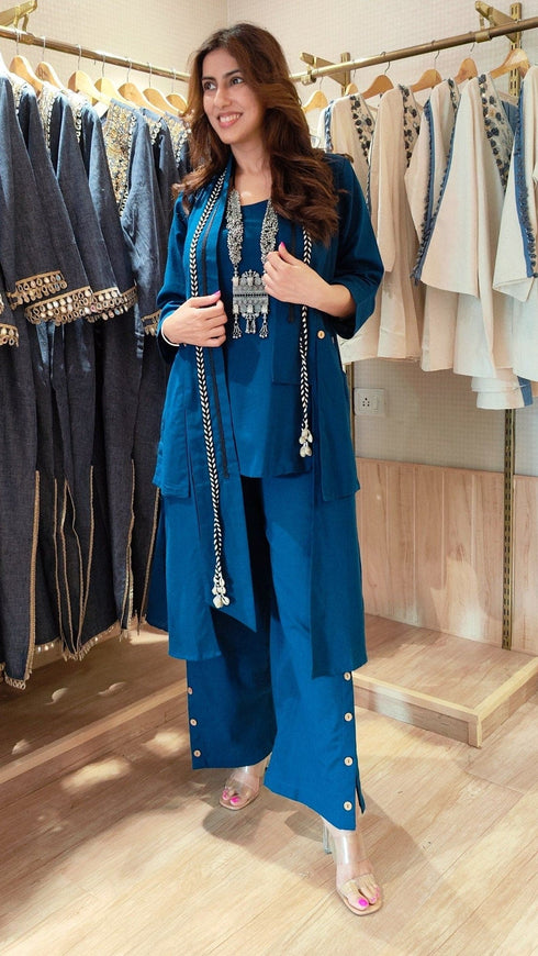 Teal Blue Three Piece Shell Co ord Set