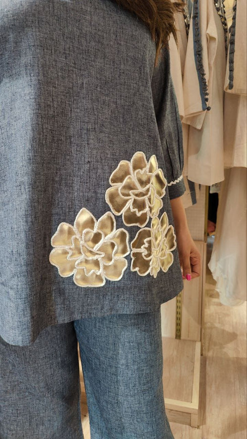 Denim Look Leather Coord Set