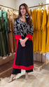 Black And Red Long Embroidered Kurta With Pants