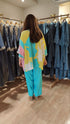 Blue Yellow Kaftan With Farshi Salwar