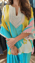 Blue Yellow Kaftan With Farshi Salwar
