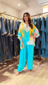 Blue Yellow Kaftan With Farshi Salwar