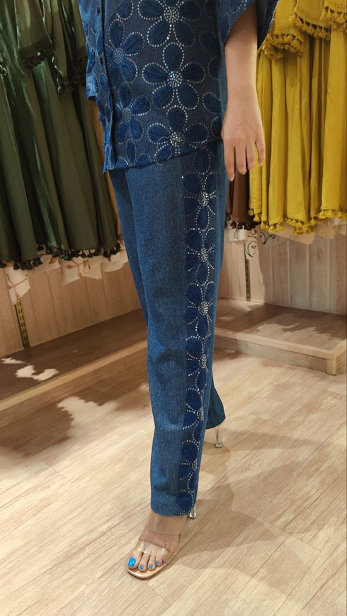 3D Net Dark Denim Shirt with Pant
