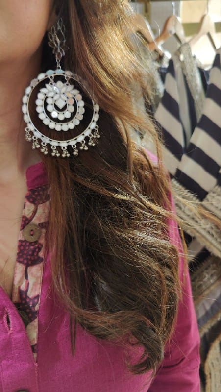 Pink Drape Dress With Printed Scarrf