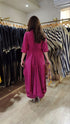 Pink Drape Dress With Printed Scarrf