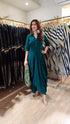 Green Drape Dress With Printed Scarrf
