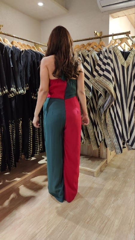 Red and Green Sarong Jumpsuit