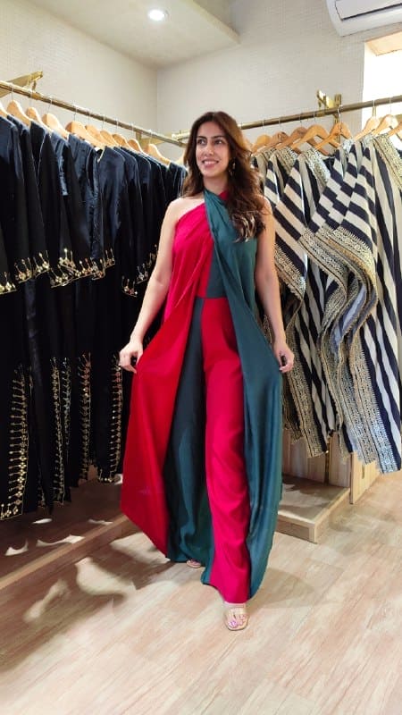 Red and Green Sarong Jumpsuit