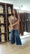 Grey Metallic Embroidered Shirt