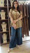 Beige Metallic Embroidered Shirt