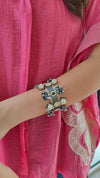 Vintage Oxidized Tribal Cuff with Pearl