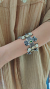 Vintage Oxidized Tribal Cuff with Pearl