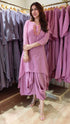 Pink Mul Drape Dress with Necklace