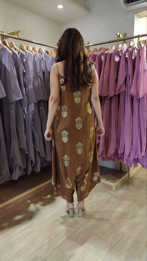 Brown Gold Jumpsuit with Jacket
