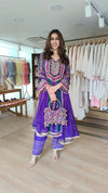 Purple 4 Piece Kurta Set with Potli