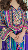 Purple 4 Piece Kurta Set with Potli