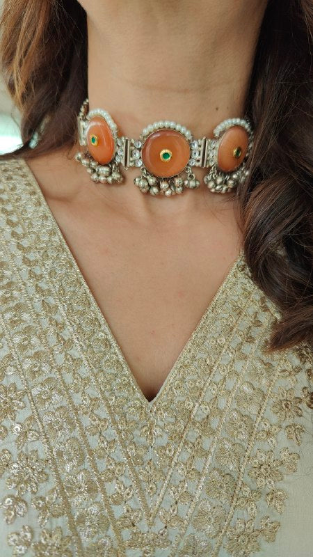Oxidized Round Rust Choker Set