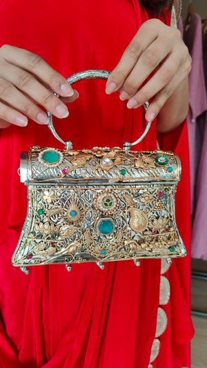 Crescent Lotus Oxidised Bag