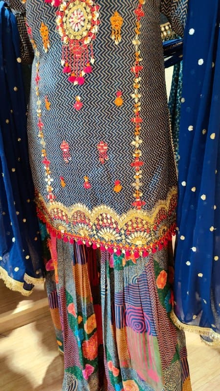 Blue Multicolor Sharara Set