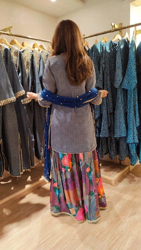 Blue Multicolor Sharara Set